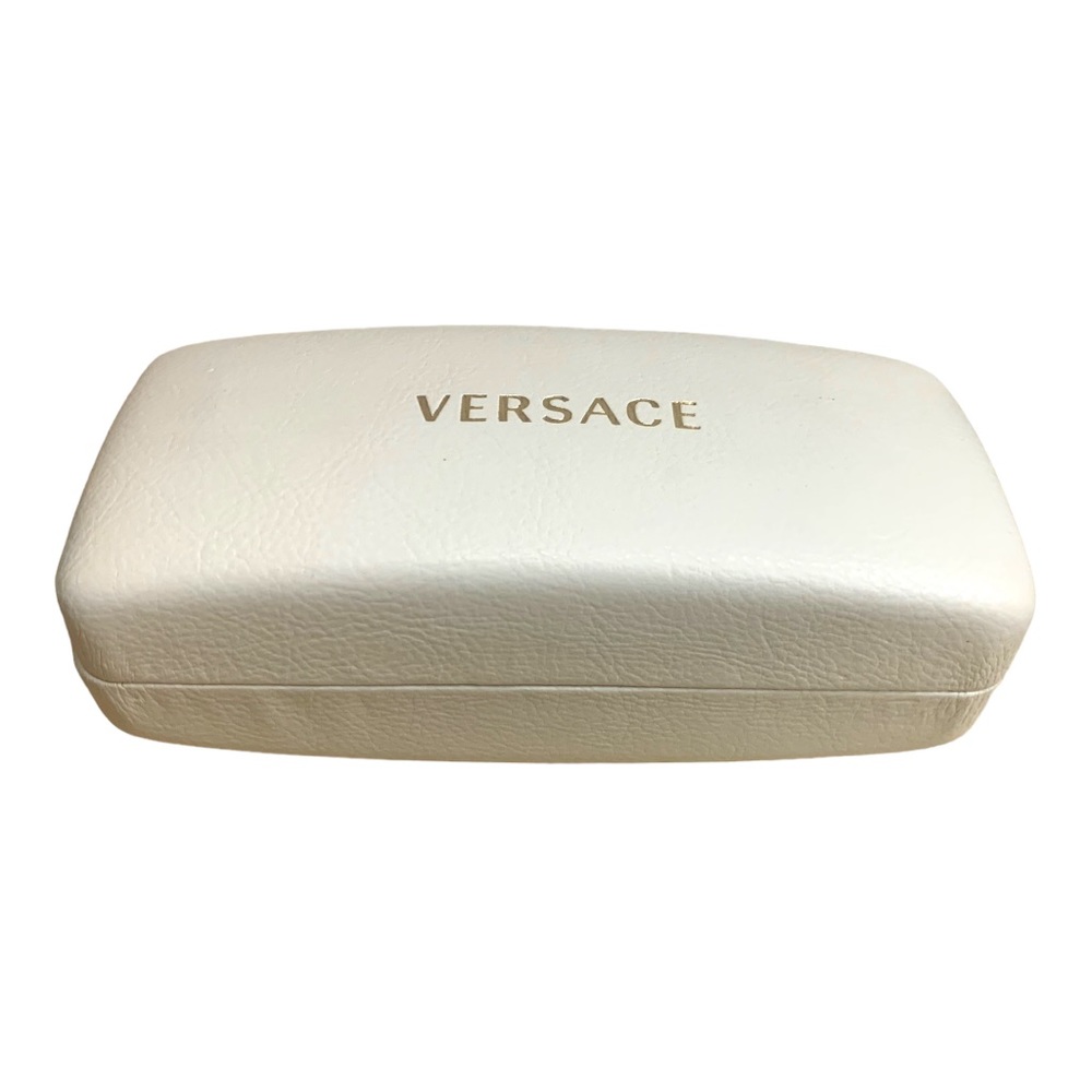 VTG VERSACE Cream White Large Gold Eyeglasses Sunglasses Hard Shell Travel Case